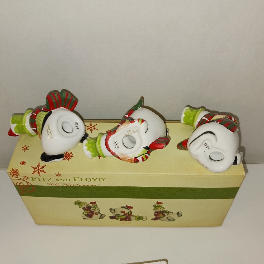 Fitz and Floyd Holly Hat SnowmanTumblers - Picture 6 of 8